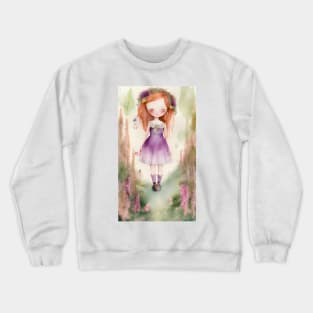 Little Redhead in Purple Crewneck Sweatshirt